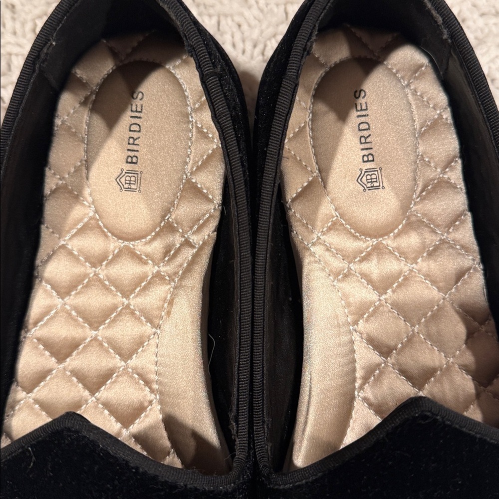 Birdies Women's Elegant  Flats Black Velvet  - The Heron 7/5 - Picture 2 of 9